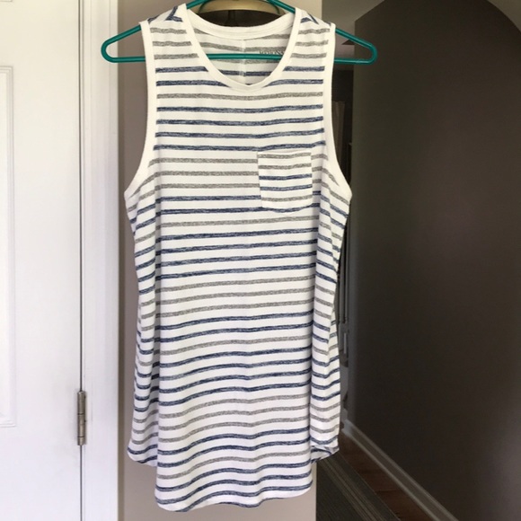 Merona White Gray and blue knit tank top - Picture 2 of 7
